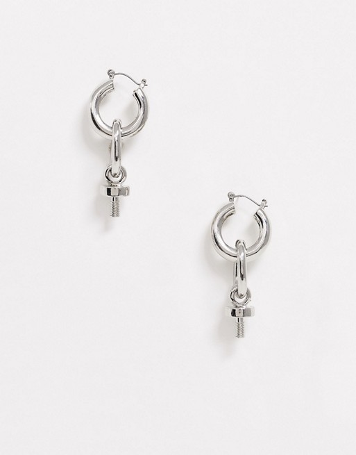 Uncommon Souls hoop knot drop earrings in silver