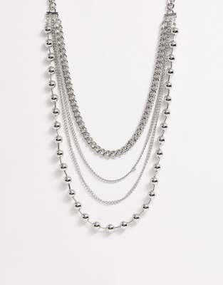 Uncommon Souls mixed layered neck chain in silver | ASOS