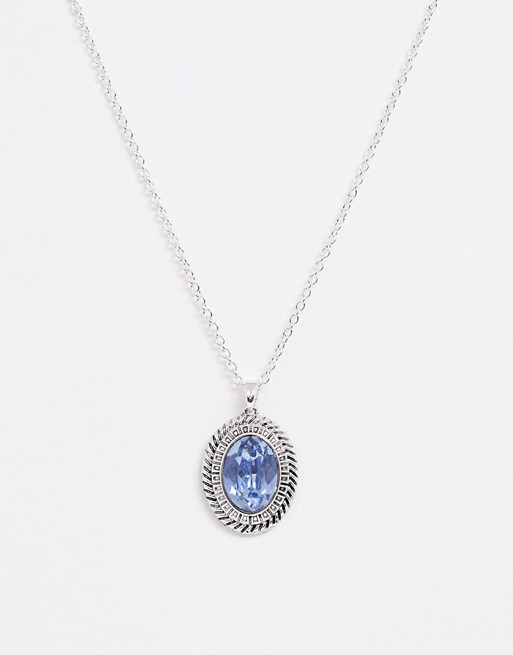 Uncommon Souls neck chain with blue stone pendant in silver