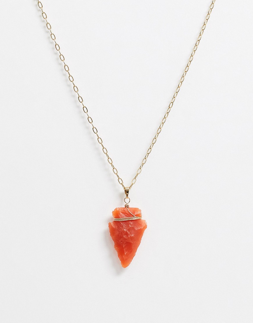 Uncommon Souls neck chain with orange shard neck chain in gold