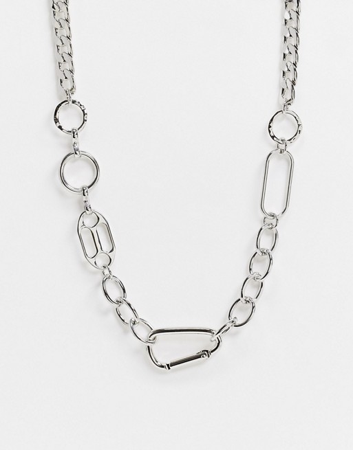Uncommon Souls neckchain in silver with mixed link detailing