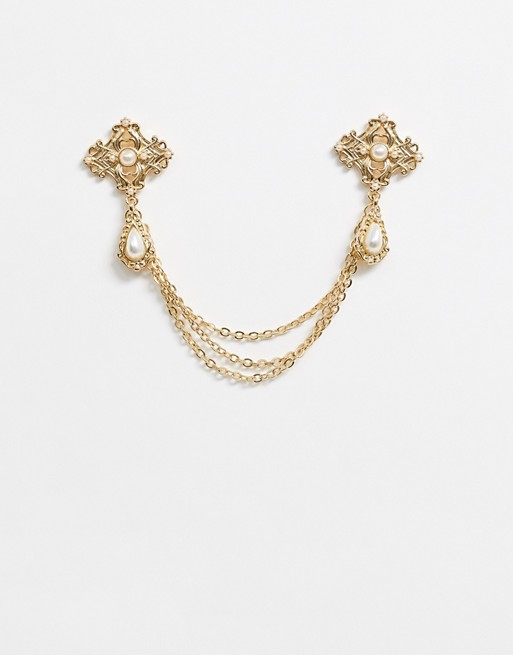 Uncommon Souls pearl drop collar tips in gold