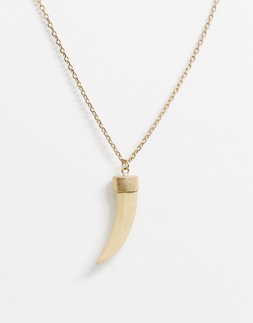 Uncommon Souls wood tusk neck chain in gold