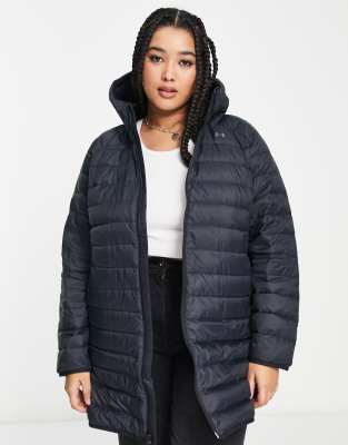 Under Armour 2.0 down puffer parka jacket with hood in black - ASOS Price Checker