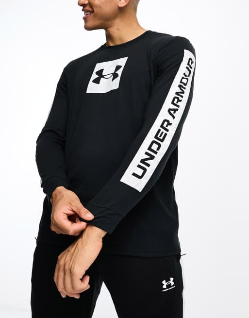 Under Armour charged cotton long sleeve t-shirt in black, ASOS