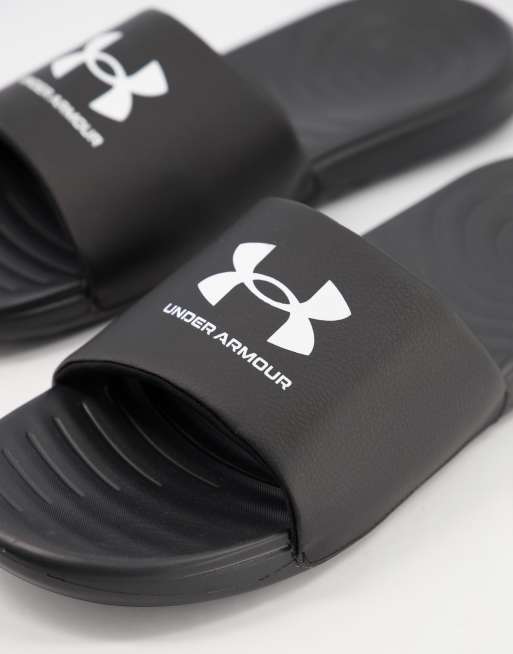 Black under on sale armour slides