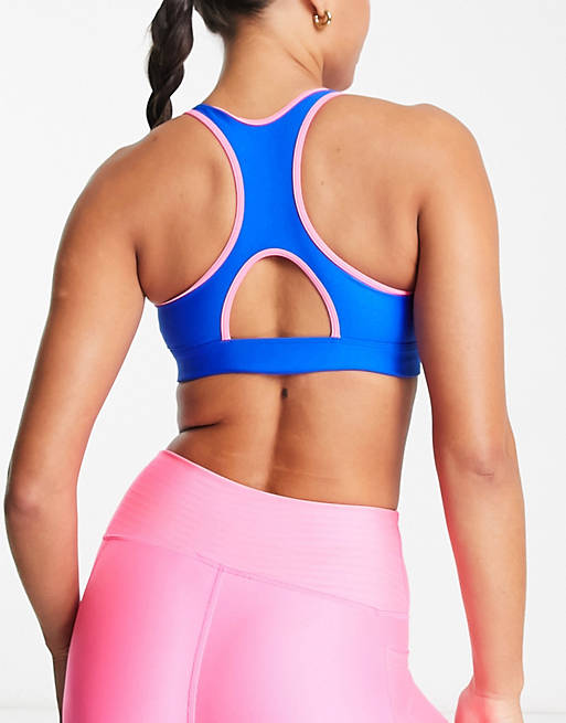 Under Armour Authentics mid support padless sports bra in blue and