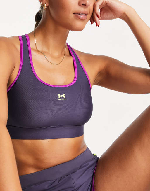 Women's Under Armour Mid-Impact Support Purple Activewear Heat Gear Bra  Small