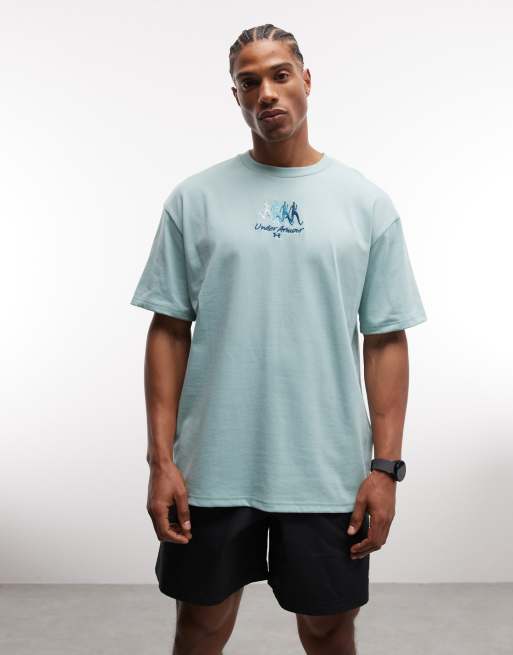 Under Armour back graphic fitness t-shirt in enamel blue, 3 of 5