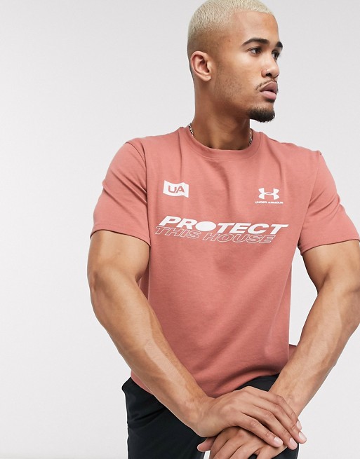 Under Armour back logo t-shirt in pink