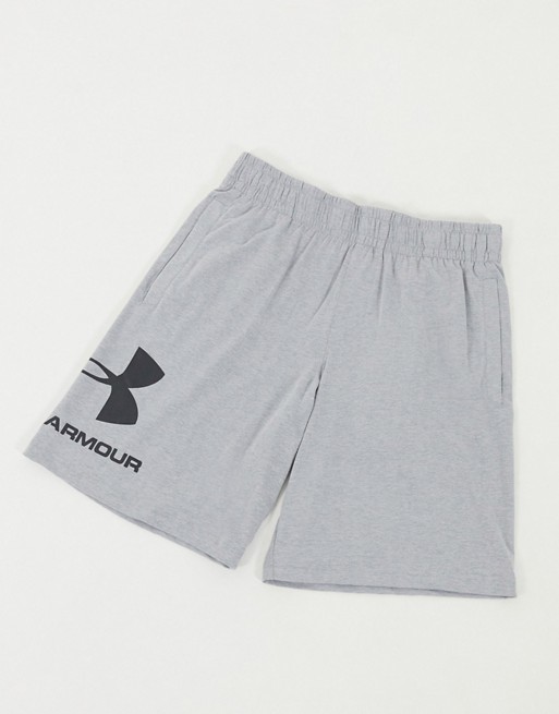 Under Armour big logo cotton shorts in grey