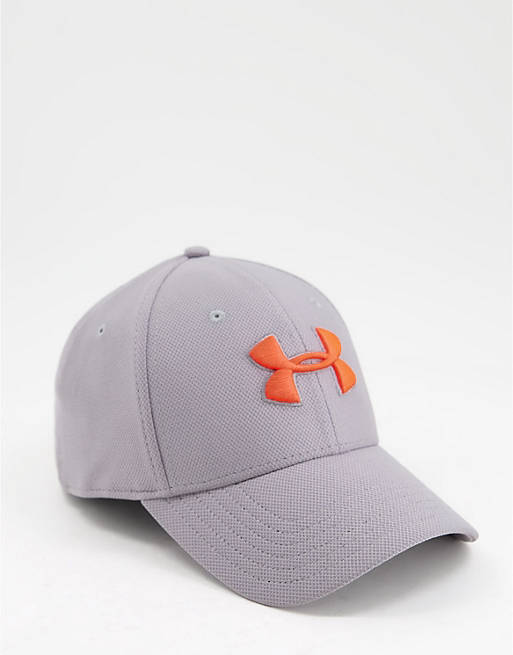 Men Caps & Hats/Under Armour Blitzing 30 cap in grey and orange 