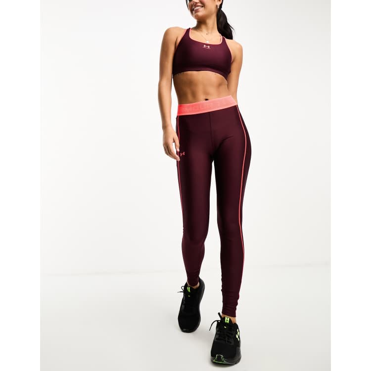 Under Armour Branded WB women's leggings dark maroon/beta 