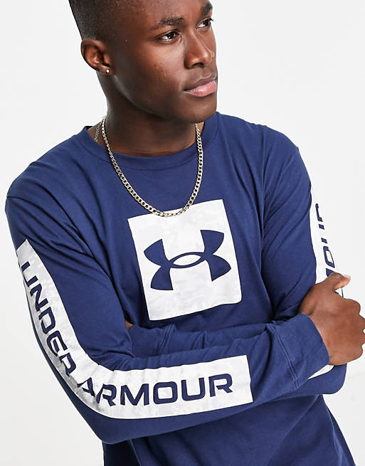 Under Armour camo boxed sportstyle long sleeve top in navy
