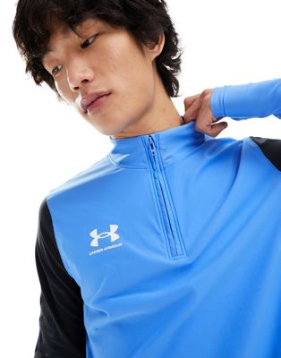Under Armour Challenger Pro quarter zip top in blue and black
