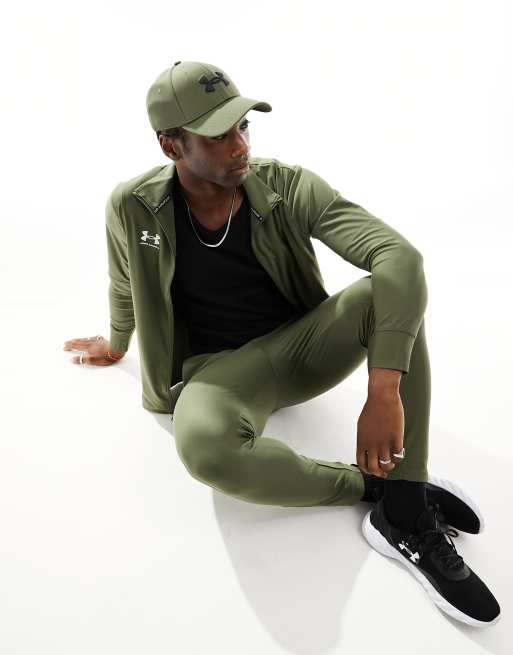 Khaki green store under armour tracksuit