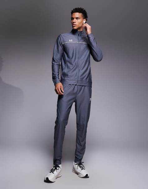 Under Armour Challenger tracksuit in castlerock grey and white - view 1