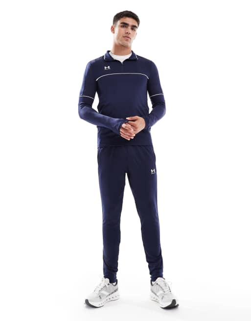 Under Armour – Challenger – Trainingsshirt in Mitternachts-Marineblau und Weiß mit kurzem Reißverschluss, 4 von 4