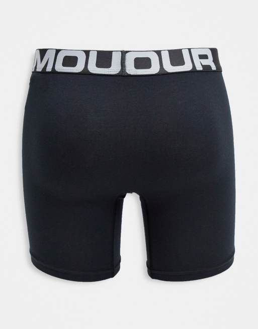 Under Armour Charged 3 pack 6 inch cotton boxers in black ASOS