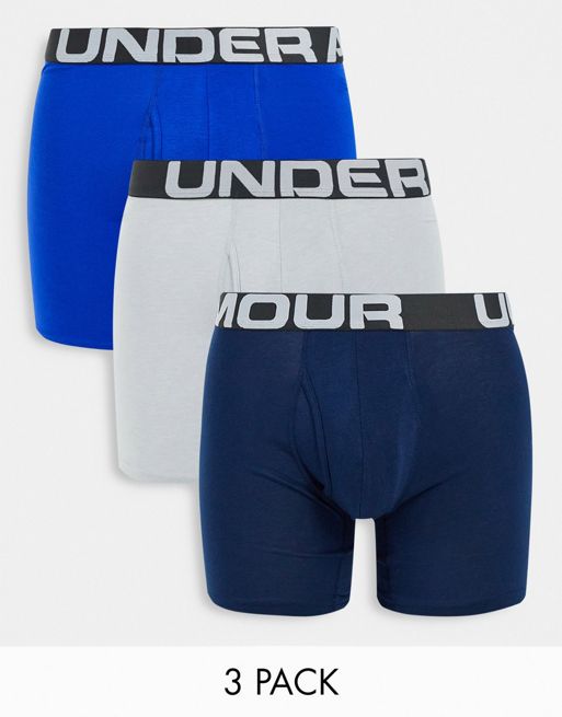 Under Armour Mens Charged Cotton 6-inch Boxerjock 3-Pack, Royal
