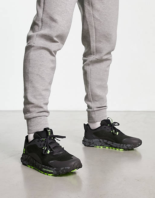 Under Armour Charged Bandit Trail 2 trainers with green detail in grey ...