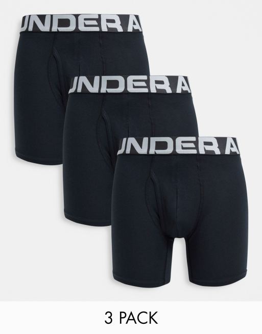 Under Armour - Charged - Confezione da 3 paia di boxer aderenti neri in cotone