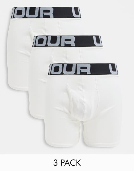 Under Armour - Charged - Lot de 3 boxers 6 pouces - Blanc 