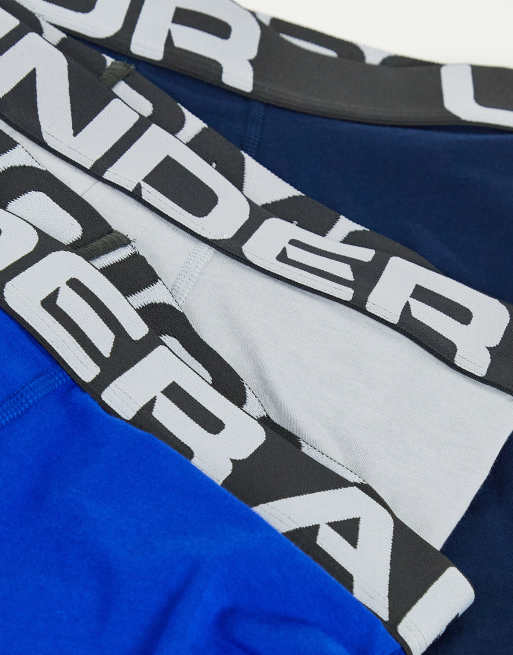 Under Armour - Charged - Lot de 3 boxers 6 pouces en coton - Gris et bleu, 3 de 4
