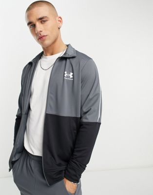 Under Armour co-ord pique track jacket in black
