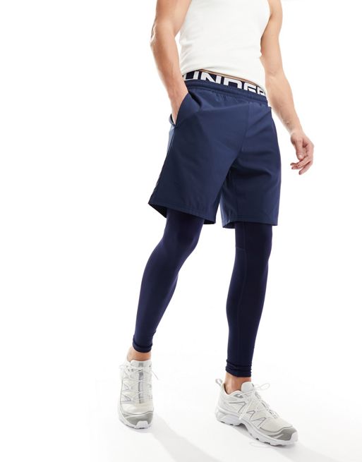 Under Armour - Cold Gear Armour - Legging met merknaam op de tailleband in marineblauw