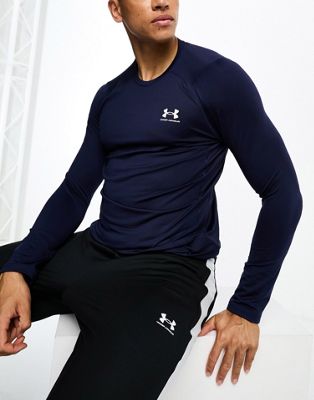 Under Armour Cold Gear Armour long sleeve fitted t-shirt in navy - ASOS Price Checker