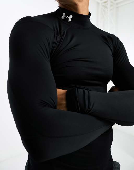 Under Armour Cold Gear Armour long sleeve mock neck compression t-shirt in  black