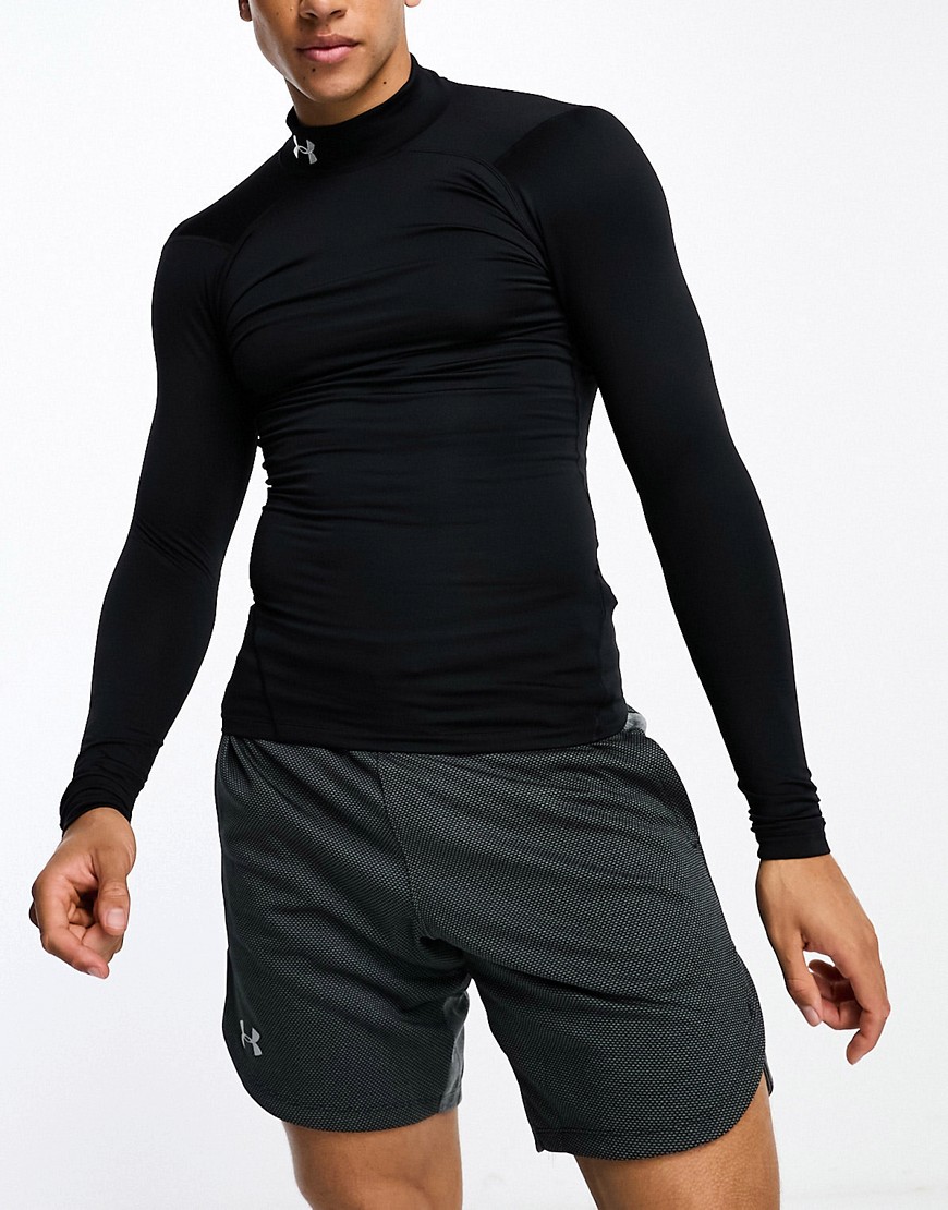 Under Armour Cold Gear Armour long sleeve mock neck fitted t-shirt in black
