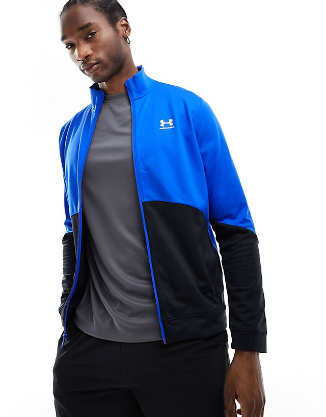 Under Armour - colourblock tricot jacket in blue and black