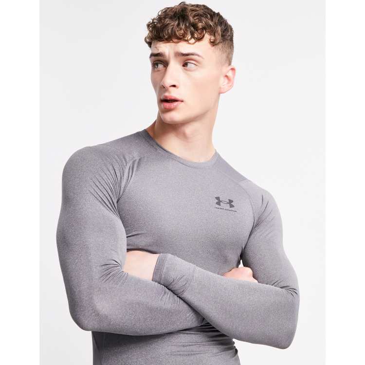 Mens compression long sleeve shirt Under Armour CG ARMOUR NOVELTY MOCK grey