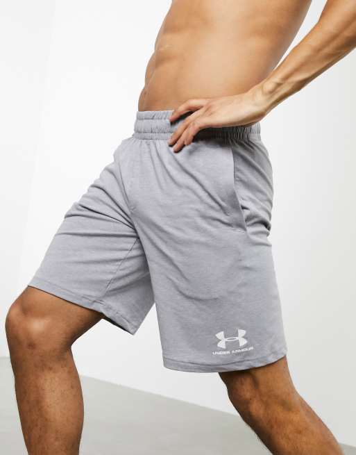 Under Armour cotton logo shorts in grey