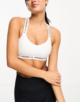 Under Armour Crossback low support sports bra in white