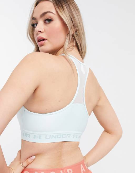 Under Armour crossback mid support bra with mesh panel in mint