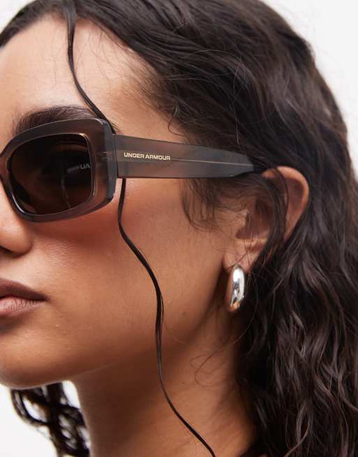 Under Armour - Crossover - Gafas de sol transparentes rectangulares con lentes marrones, 4 de 4