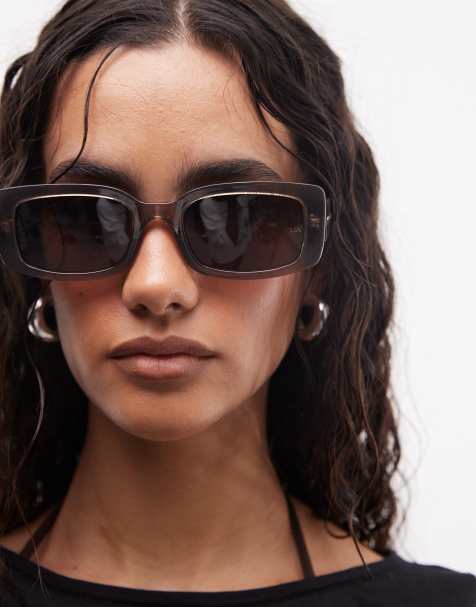 Under Armour – Crossover – Rechteckige, transparente Sonnenbrille mit braunen Gläsern - view 1