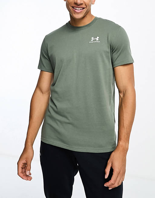 Under Armour embossed logo heavyweight t-shirt in green | ASOS