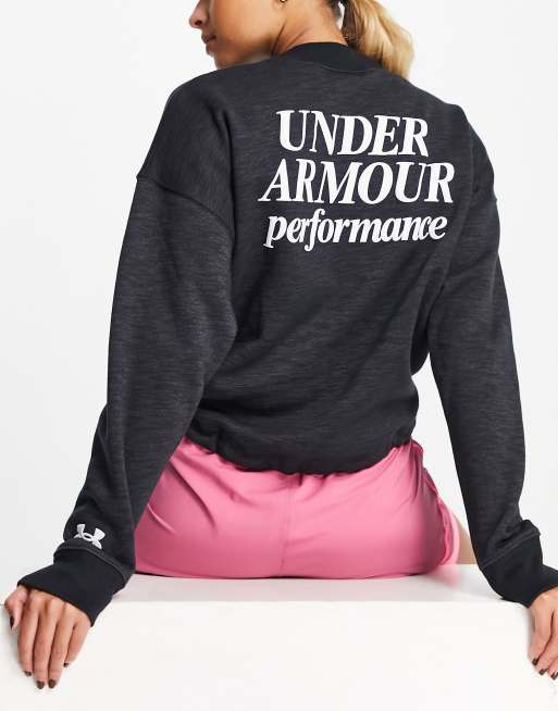 Under Armour Essential Felpa nera con stampa sul retro ASOS