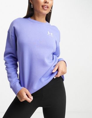 Under Armour Essential fleece crew sweatshirt in purple - ASOS Price Checker