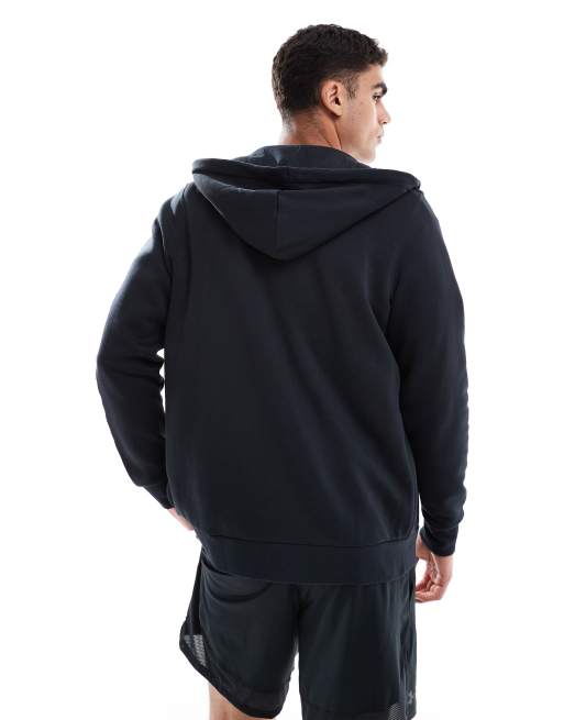 Under Armour Essential Fleece full zip hoodie in black, 3 of 4