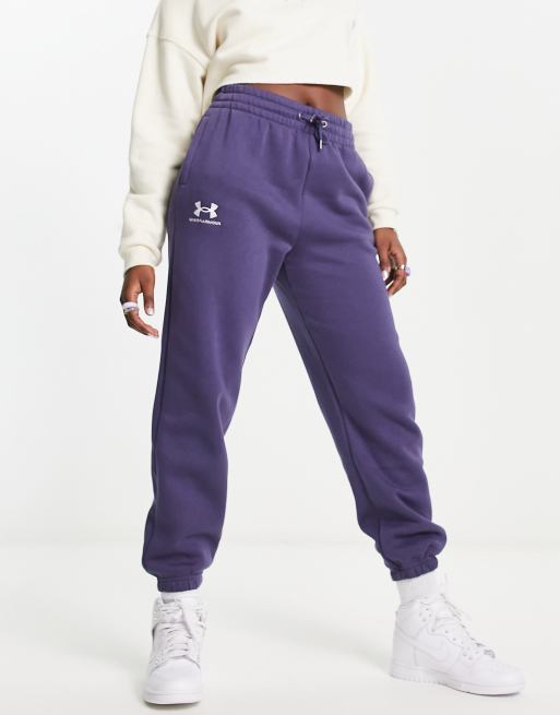 Under Armour Essential fleece joggers in purple