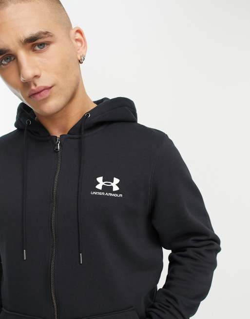 Under Armour - Essential - Hættetrøje med lynlås i sort fleece