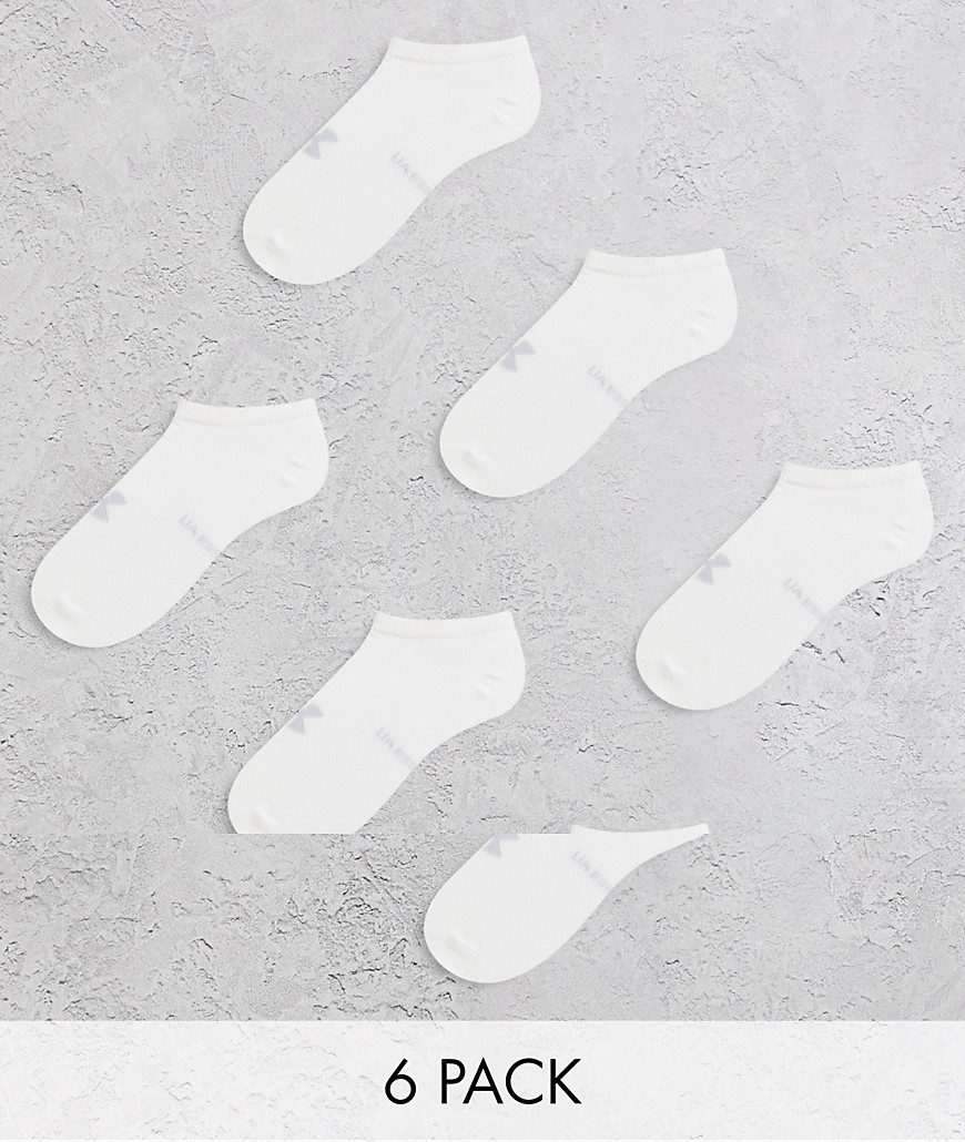 Under Armour Essential no show socks in white 6 pack