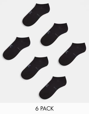 Under Armour Essential no show socks in white 6 pack-Black