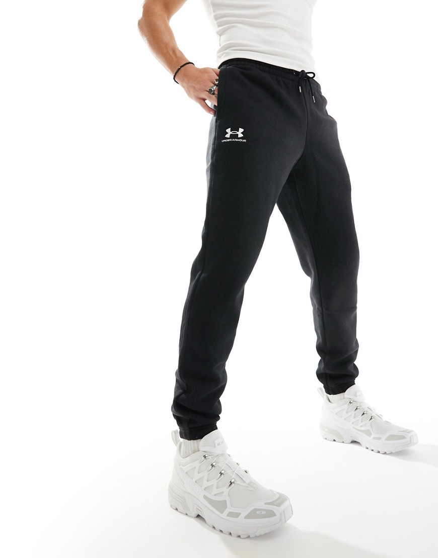 Under Armour Essential Novelty fleece joggers in black