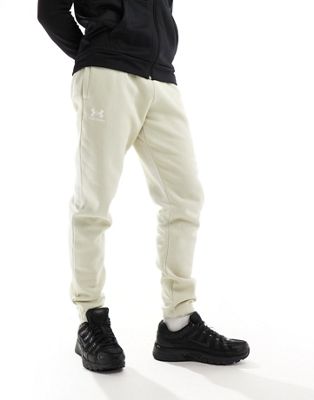 Under Armour Essential Novelty fleece joggers in stone